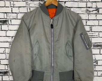 70s 80s Vintage Alpha MA-1 Reversible Bomber Jacket Made in Usa - Etsy
