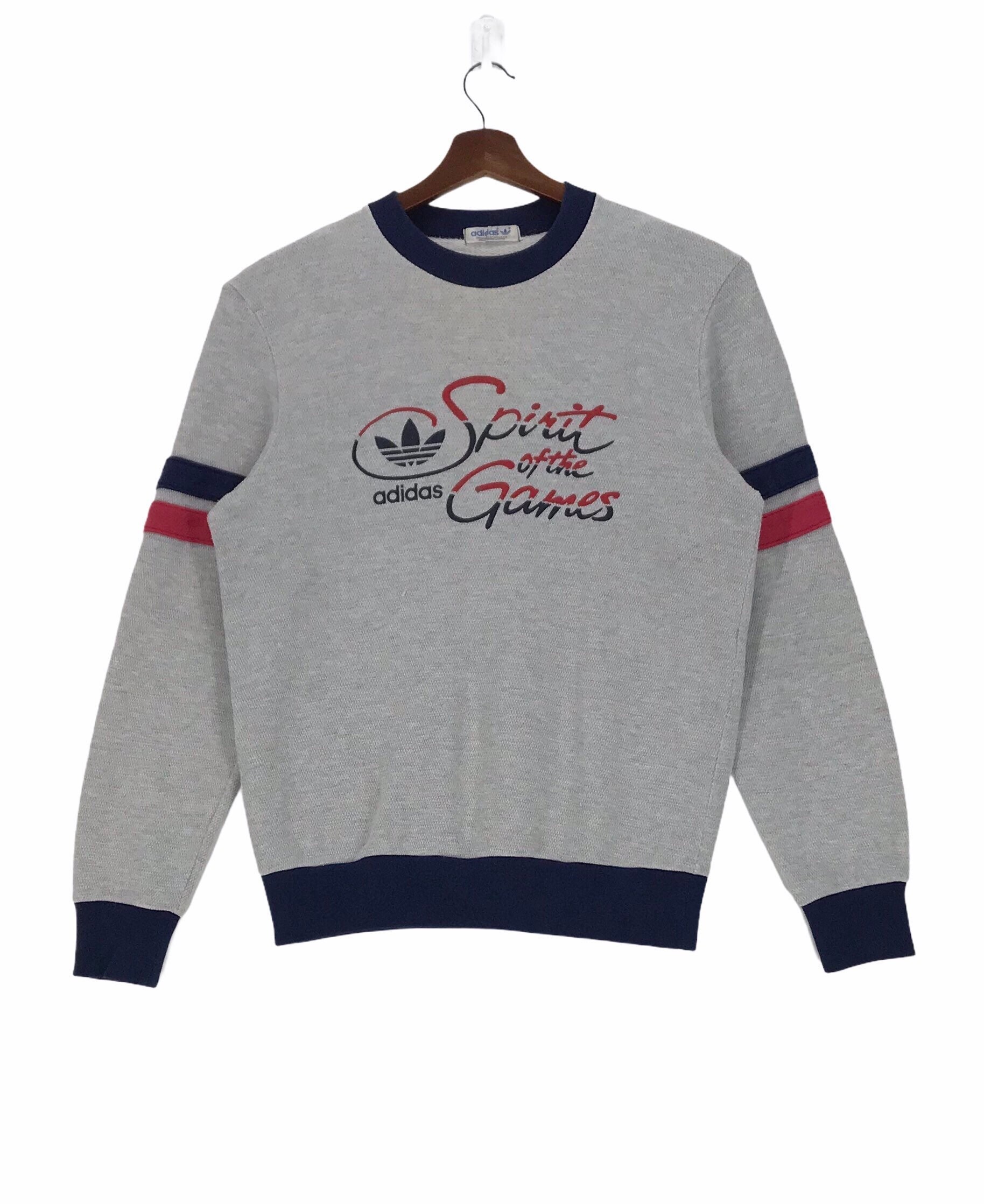 ShineOnCrazyVintage Vintage Adidas Sweatshirt Crewneck Spellout Adidas Spirit of The Games Pullover Medium Size Vintage Sweatshirt