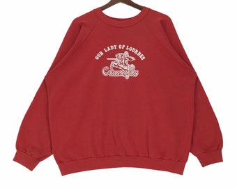 Vintage Unsere Dame von Lourdes katholische High School Sweatshirt Pullover Pullover Große Größe