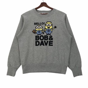 Vintage Minions Fictional Characters Sweatshirt Bob & Dave Pullover Jumper Medium Size