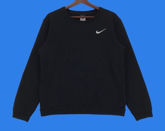 Vintage Nike Swoosh Sweatshirt, Black Pullover Jumper (Size Small)