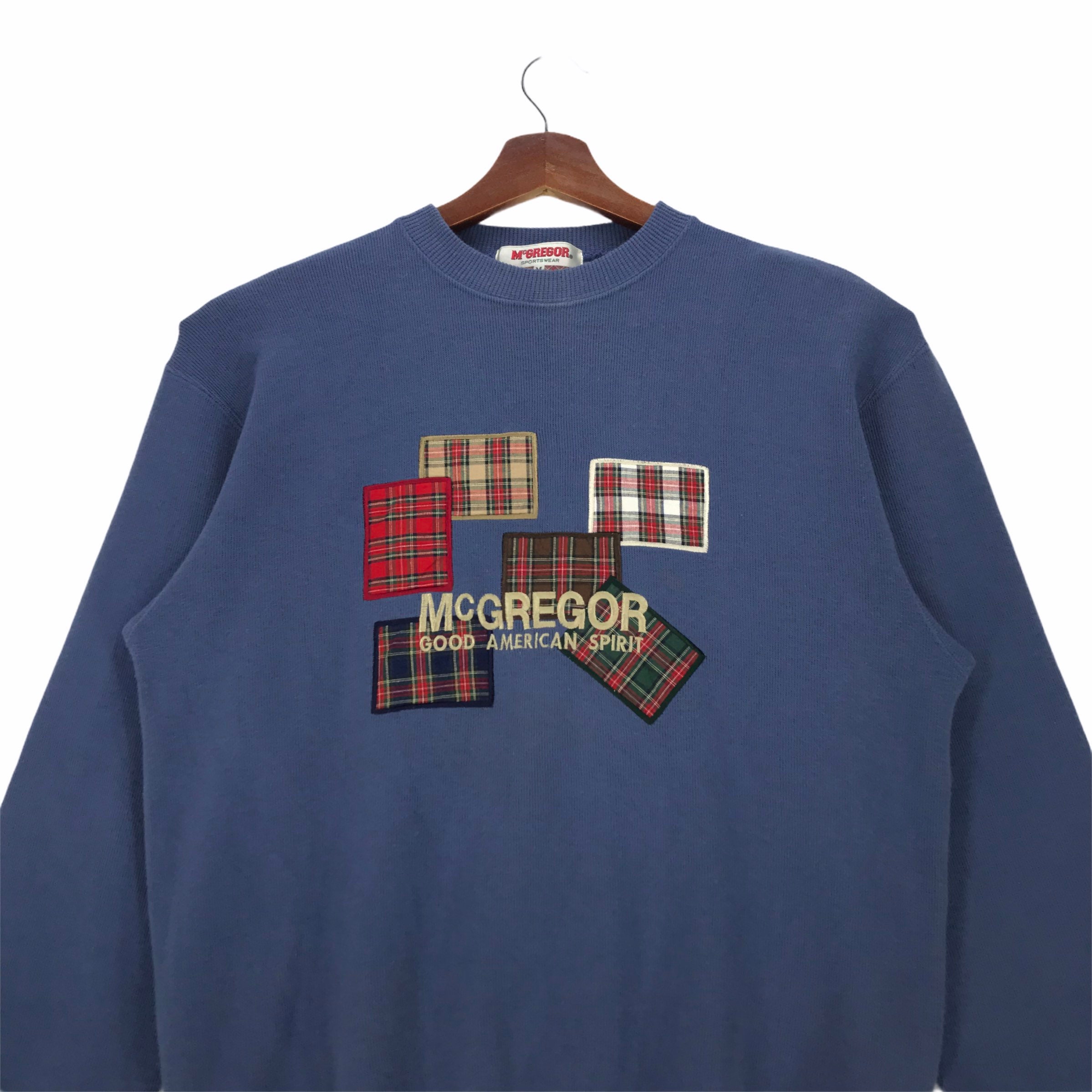 Vintage Mcgregor Sweatshirt: Embroidered Plaid Logo, Medium Size