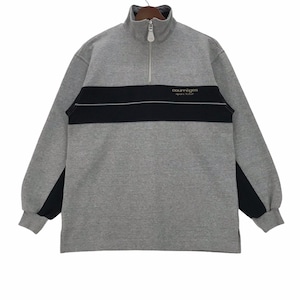 May include: A gray sweatshirt with black accents and a zipper. The sweatshirt has the text "Courr&egrave;ges Sport Future" on the front.