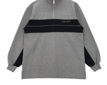 Vintage 90s Courreges Half Zip Sweatshirt: French Designer Pullover (Size Small)