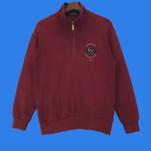 Vintage 90s Rudolph Valentino Half Zip Sweatshirt Small Logo Embroidery Spellout Rudolph Valentino Pullover Medium Size Vintage Sweatshirt.