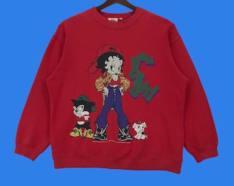 Vintage 90s Betty Boop Cartoon Character Sweatshirt Pullover Jumper Medium Size Vintage Sweatshirt.