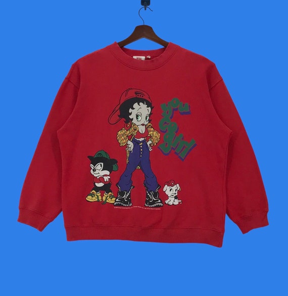 90's BETTY BOOP BOOPSESSION Parfum スウェット Vintage 90s Betty Boop Sweatshirt: Cartoon Pullover Jumper, Medium