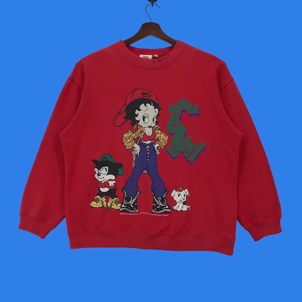 Sweat-shirt vintage des années 90 avec personnage de dessin animé Betty Boop pull pull Sweat vintage de taille moyenne.