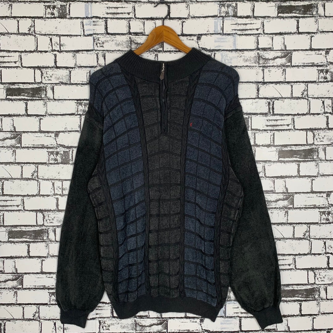 Vintage Kansai Yamamoto Half Zip Knit Pullover - Japanese Designer 