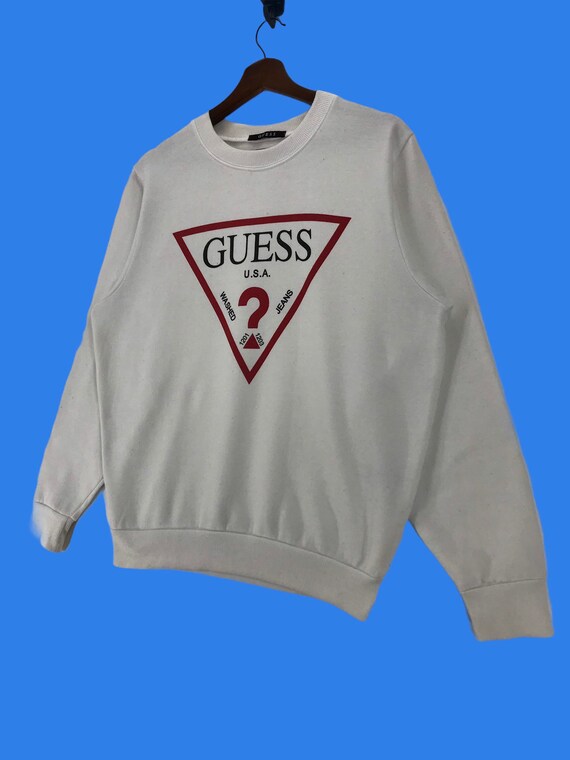 ShineOnCrazyVintage Vintage Guess Big Logo Sweatshirt Crewneck Guess American Clothing Brand Pullover Jumper Medium Size Vintage Sweatshirt.