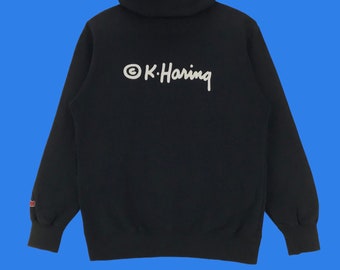 Vintage Keith Haring Hoodie: American Artist Pullover, Medium