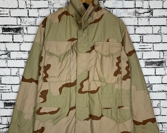 Vintage 80s US Military Camouflage M-65 Field Jacket Size Small Regular
