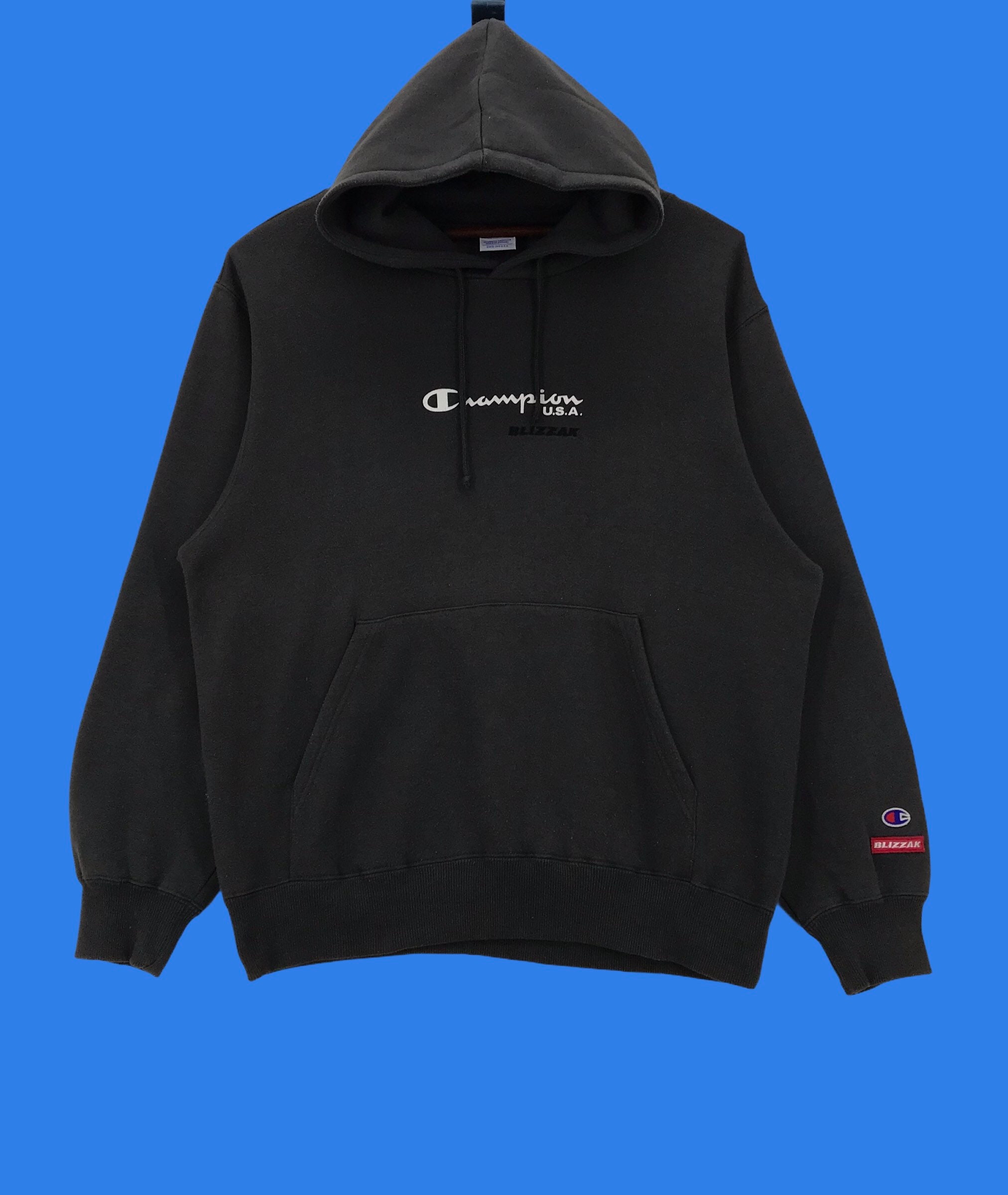 Vintage Champion USA X Blizzak Embroidery Spellout Hoodie Vintage Champion USA X Blizzak Embroidery Spellout Hoodie