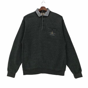 Vintage 90s Claudio Valentino Paris Sweatshirt Collar Button Spallout Claudio Valentino Paris Designer Pullover Size Large.