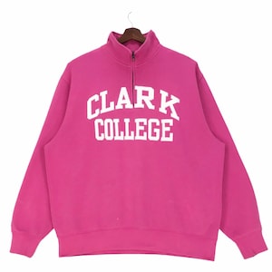 Vintage 90s Clark College Half Zip Sweatshirt Spellout Clark College Vancouver, Washington Pullover XLarge Size Vintage Sweatshirt.