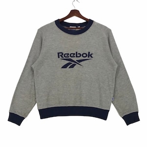 Vintage Reebok-sweater: geborduurde trui met groot logo, klein
