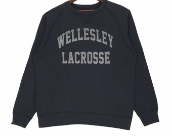 Vintage Wellesley Lacrosse Sweatshirt Pullover Medium Size Vintage Sweatshirt