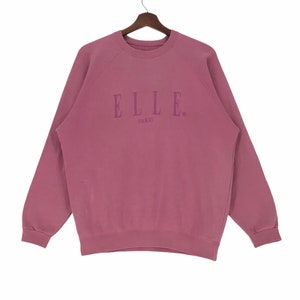 Vintage Elle Paris Sweatshirt Crewneck Small Logo Elle Paris Designer Fashion Pullover Medium Size Vintage Sweatshirt.