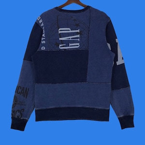 Vintage Gap Denim Patch Work Sweatshirt Spellout Gap Nice Design Pullover Medium Size Vintage Sweatshirt.