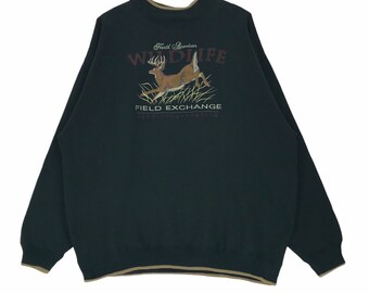 Felpa vintage con stampa della fauna selvatica nordamericana - Pullover XL