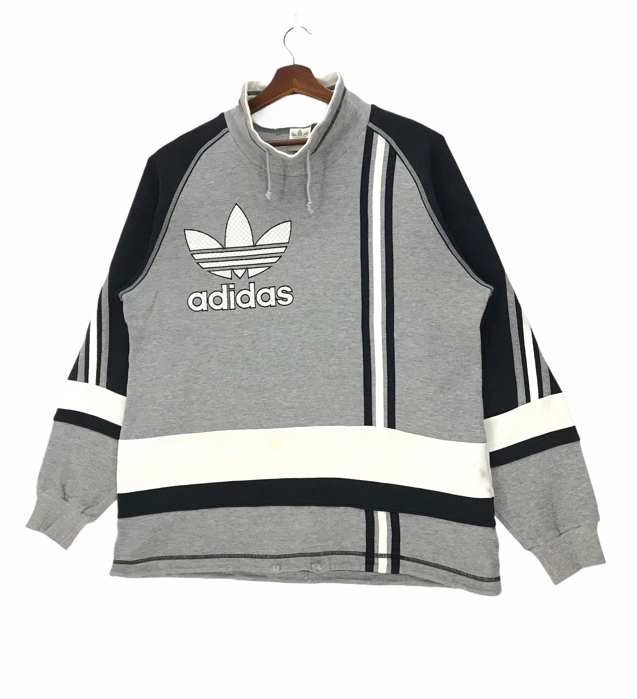 ウェア 90s adidas black pullover Vintage 90's ADIDAS Trefoil Oversize Sweatshirt Adidas