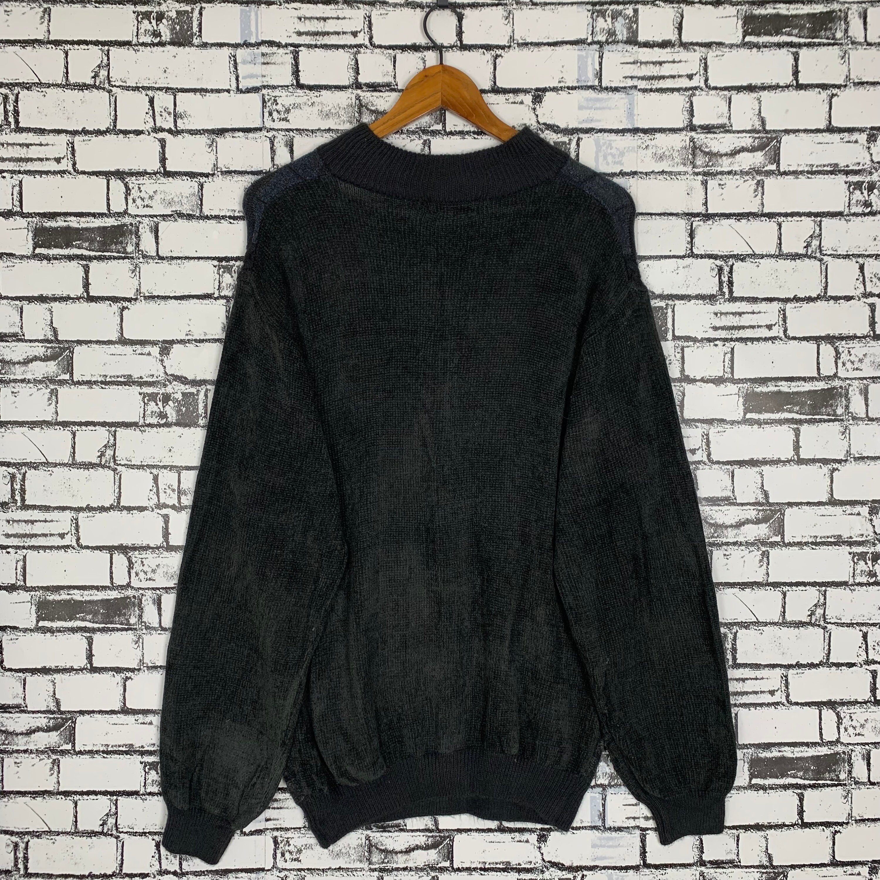 Vintage Kansai Yamamoto Half Zip Knit Pullover - Japanese Designer 