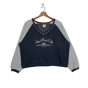 Vintage Hard Rock Cafe Sweatshirt Embroidery Spellout Hard Rock Cafe American Restaurant Pullover Size Large (Crop Top)