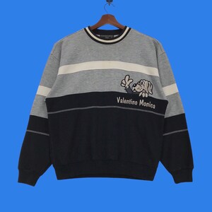 Vintage 90s Valentino Monica Sweatshirt Embroidery Spellout Monica Valentino Italy Pullover Jumper Medium Size Vintage Sweatshirt.