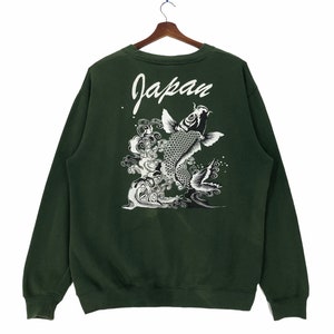 Sukajan Koi Fish Sweatshirt Crewneck Japan Sukajan Koi Fish Japanese Traditional Pullover Size Large.
