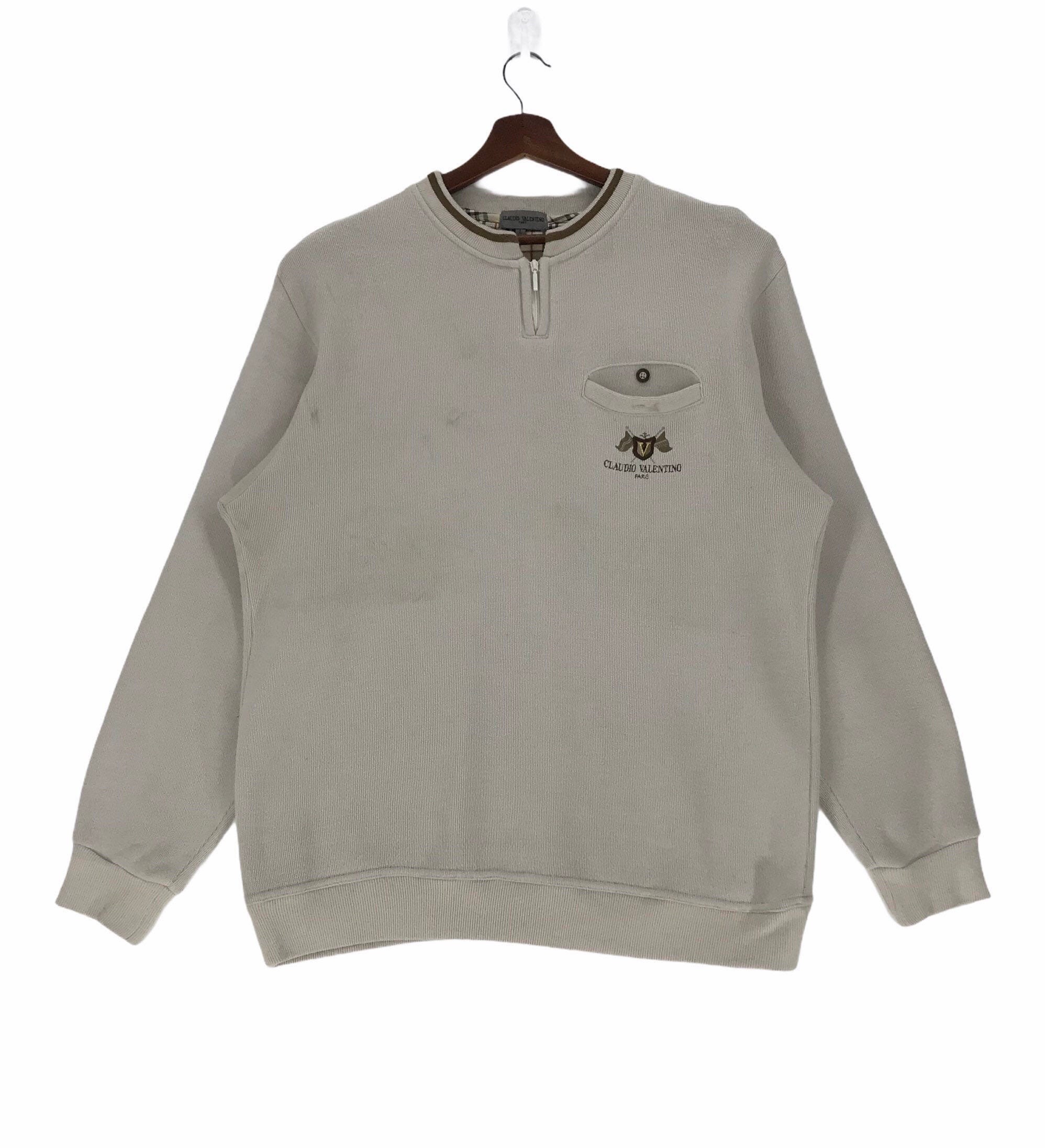 【VALENTINO】1990s Half Jip Logo S/S Knit Vintage 90s Claudio Valentino Paris Sweatshirt Half Zip