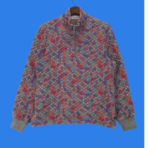 Sudadera vintage Jantzen de punto con media cremallera, multicolor, talla mediana.