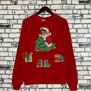 Vintage 80s Animal Cats Birthday Gift Pullover  Sweatshirt For Women