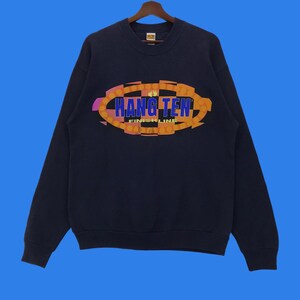 Vintage 90s Hang ten Sweatshirt Big Printed Hang Ten Lifestyle Surfboards Pullover Jumper Medium Size Vintage Sweatshirt.