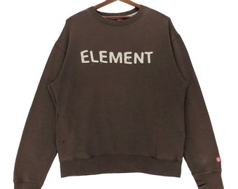 Vintage Element Sweatshirt Crewneck Embroidery Spellout Element Skateboard Brand Pullover Size Large.