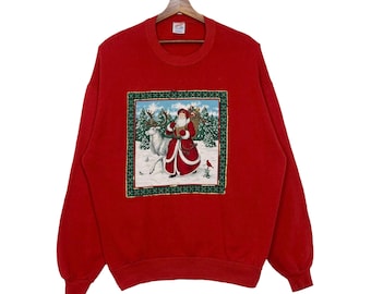Sudadera navideña vintage de Papá Noel de los años 90 (XL)