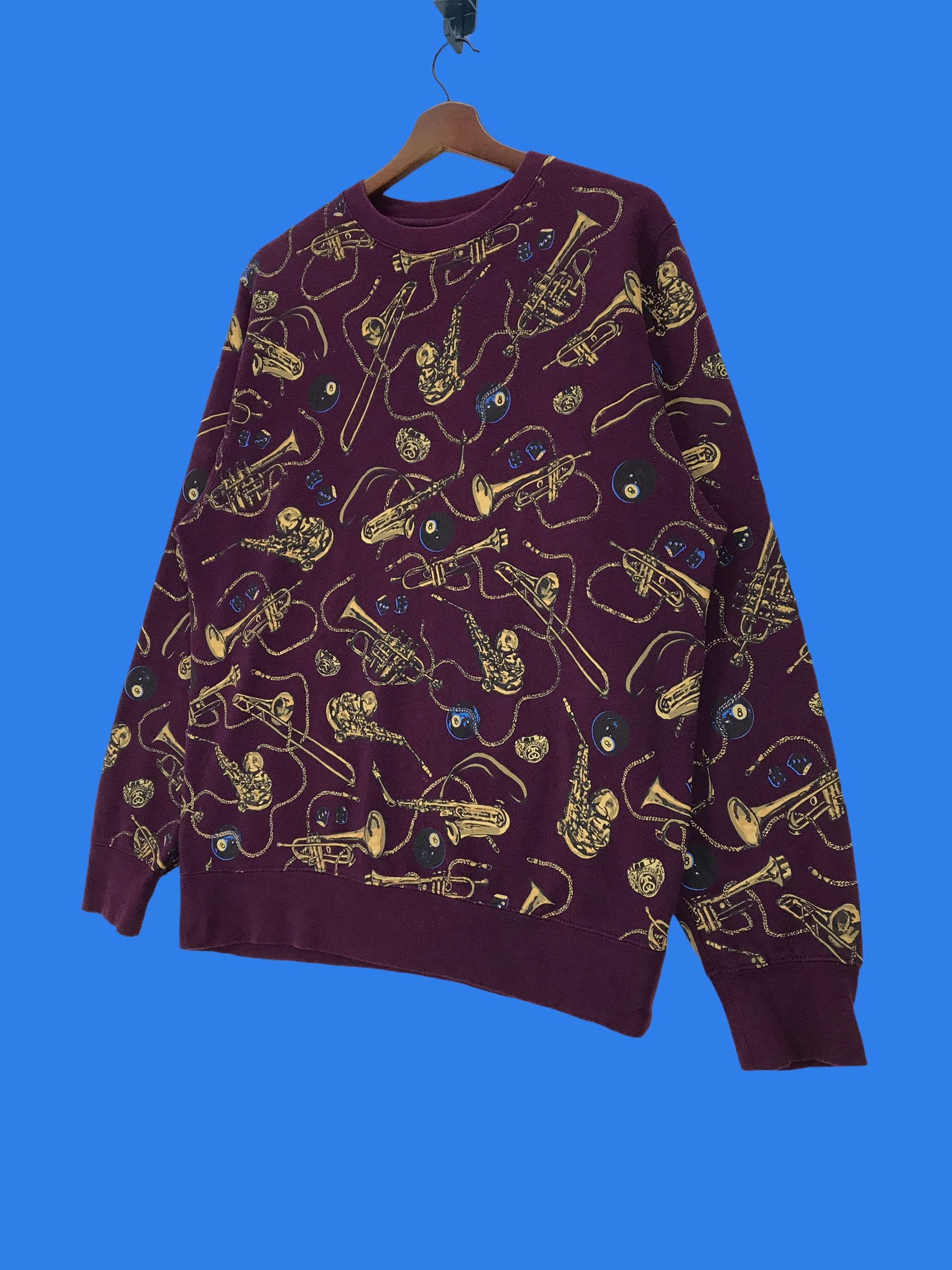 Very Rare!! Vintage Stussy Sweatshirt Full Printed 8ball Very Rare!! Vintage Stussy Sweatshirt Full Printed 8ball