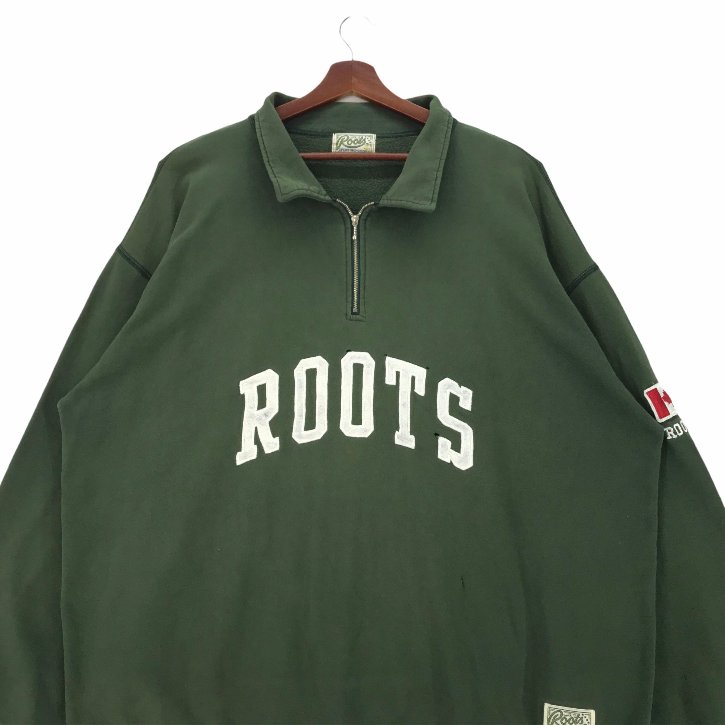 Vintage Roots Sporting Goods Sweatshirt Half Zip Embroidery Vintage Roots Sporting Goods Sweatshirt Half Zip Embroidery