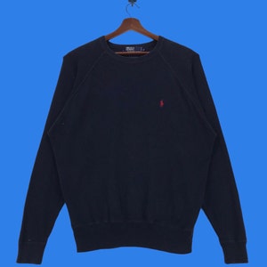 Vintage Polo Ralph Lauren Hoodie Sweatshirt Small Logo Blue Navy Colour  Pullover Jumper Medium Size Vintage Sweatshirt.