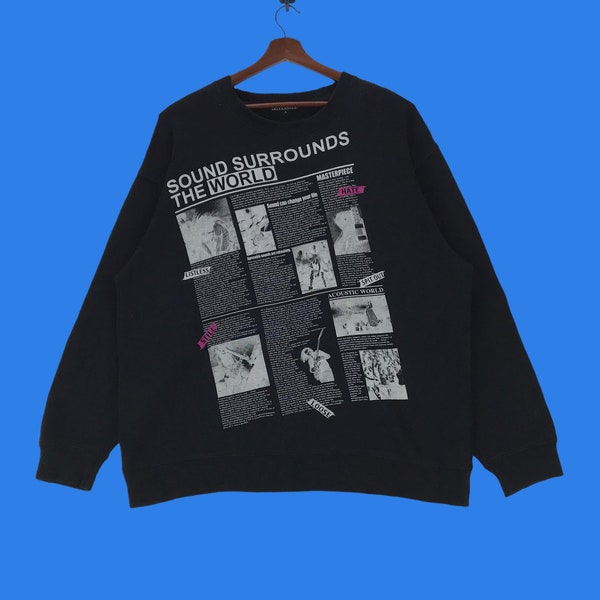 Japanese Brand Sorridere Sweatshirt Spellout Sound Surrounds The World Pullover Jumper XLarge Size Vintage Sweatshirt.