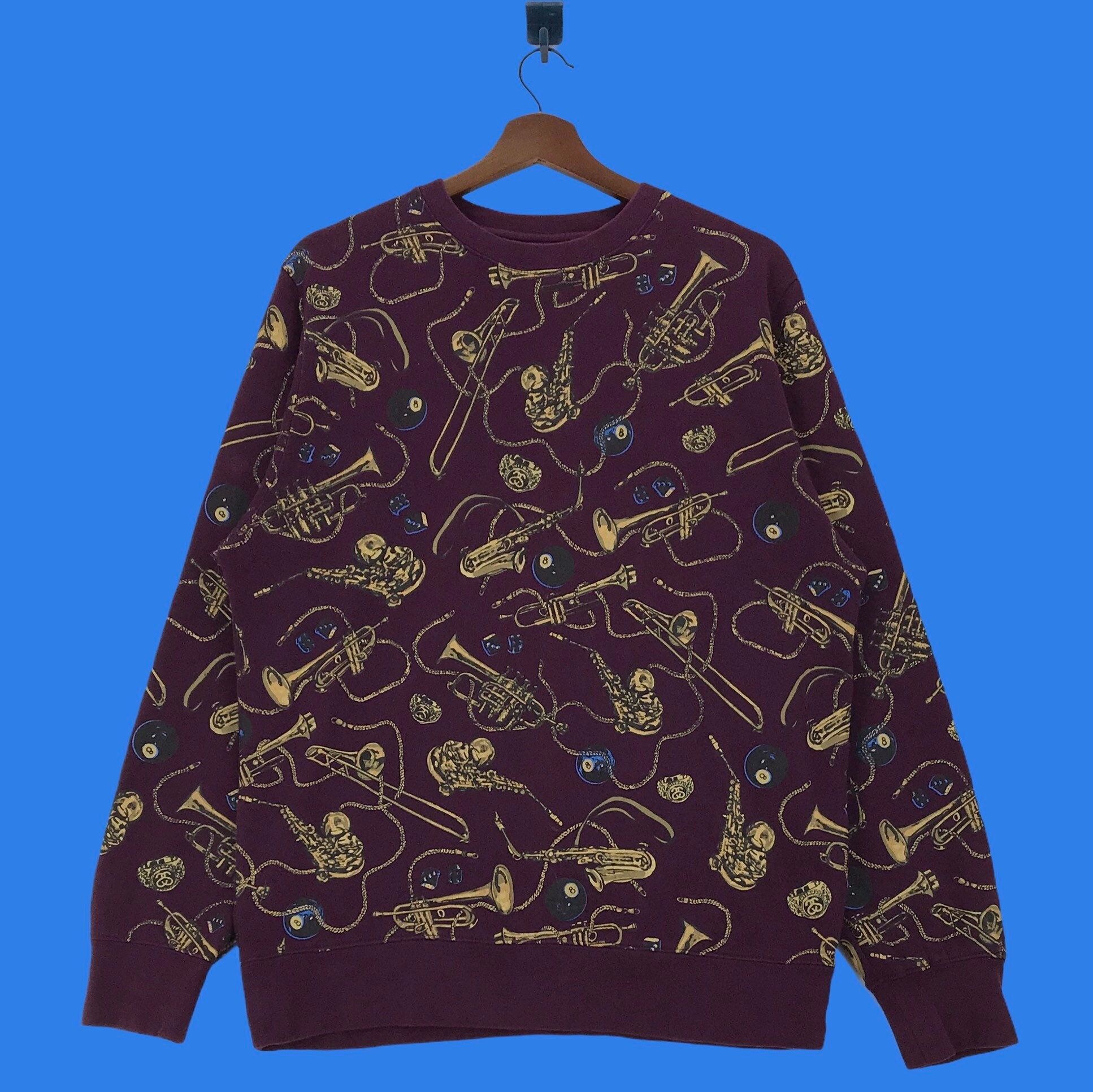 Very Rare!! Vintage Stussy Sweatshirt Full Printed 8ball Very Rare!! Vintage Stussy Sweatshirt Full Printed 8ball