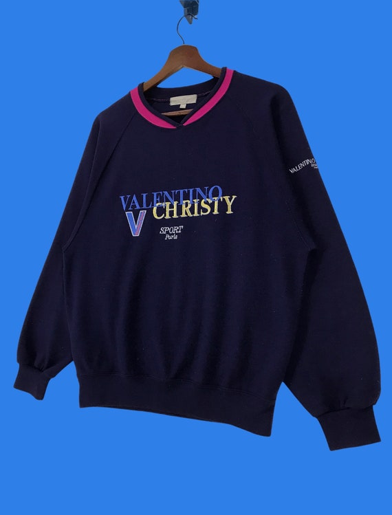 Vintage 90s Valentino Christy Sweatshirt: Designer Embroidery 