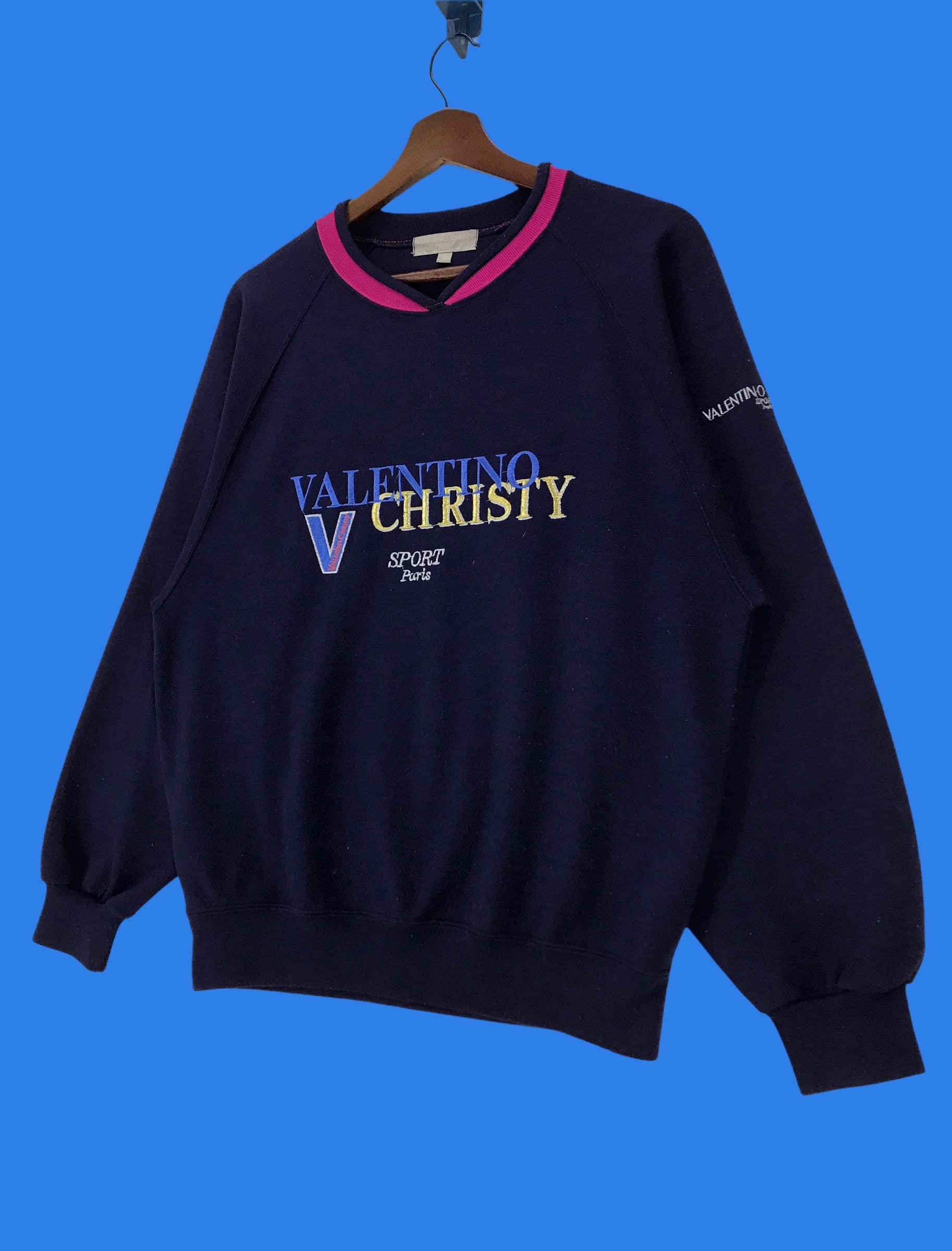 Vintage 90s Valentino Christy Sweatshirt: Designer Embroidery