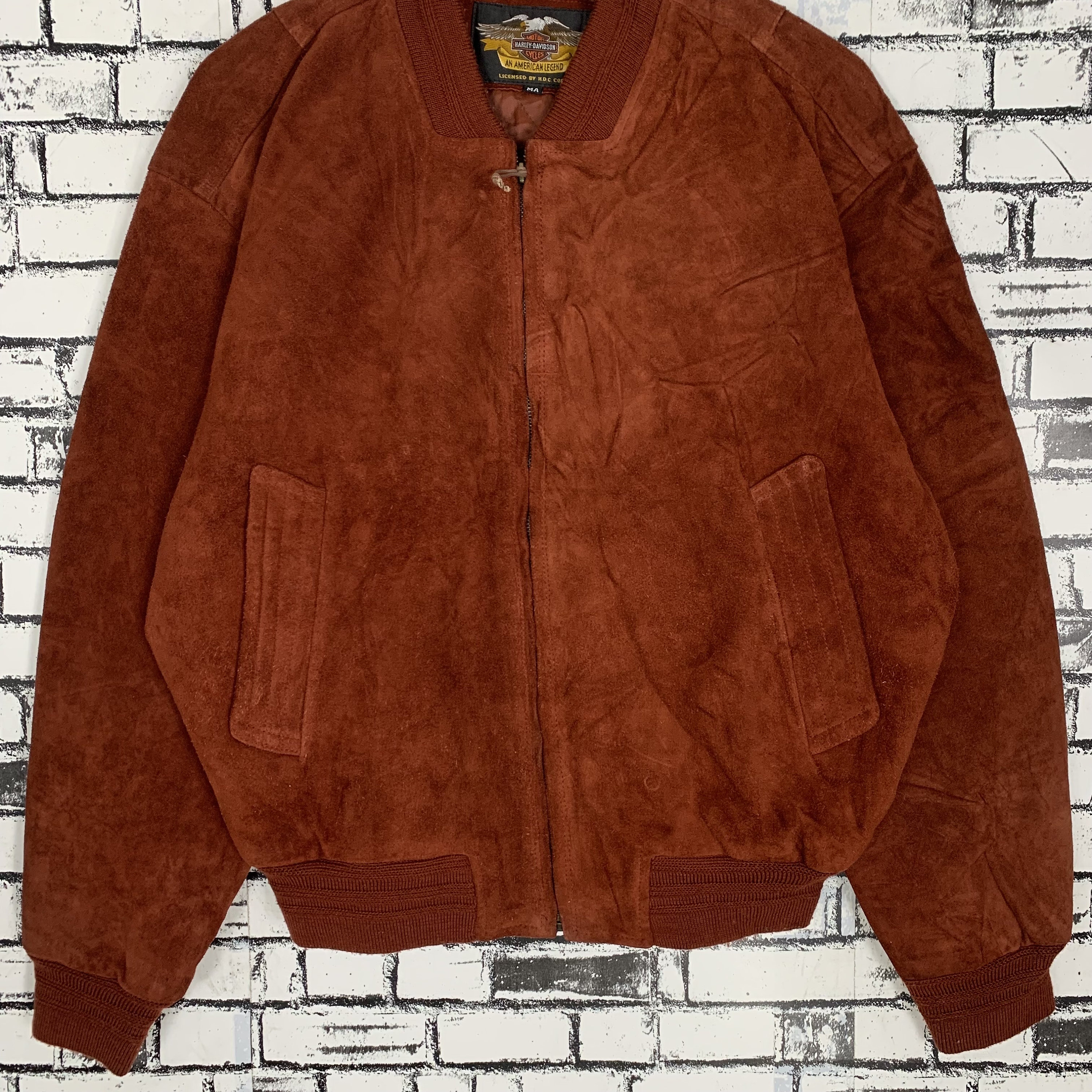 Vintage Harley Davidson Suede Leather Bomber Jacket - Etsy
