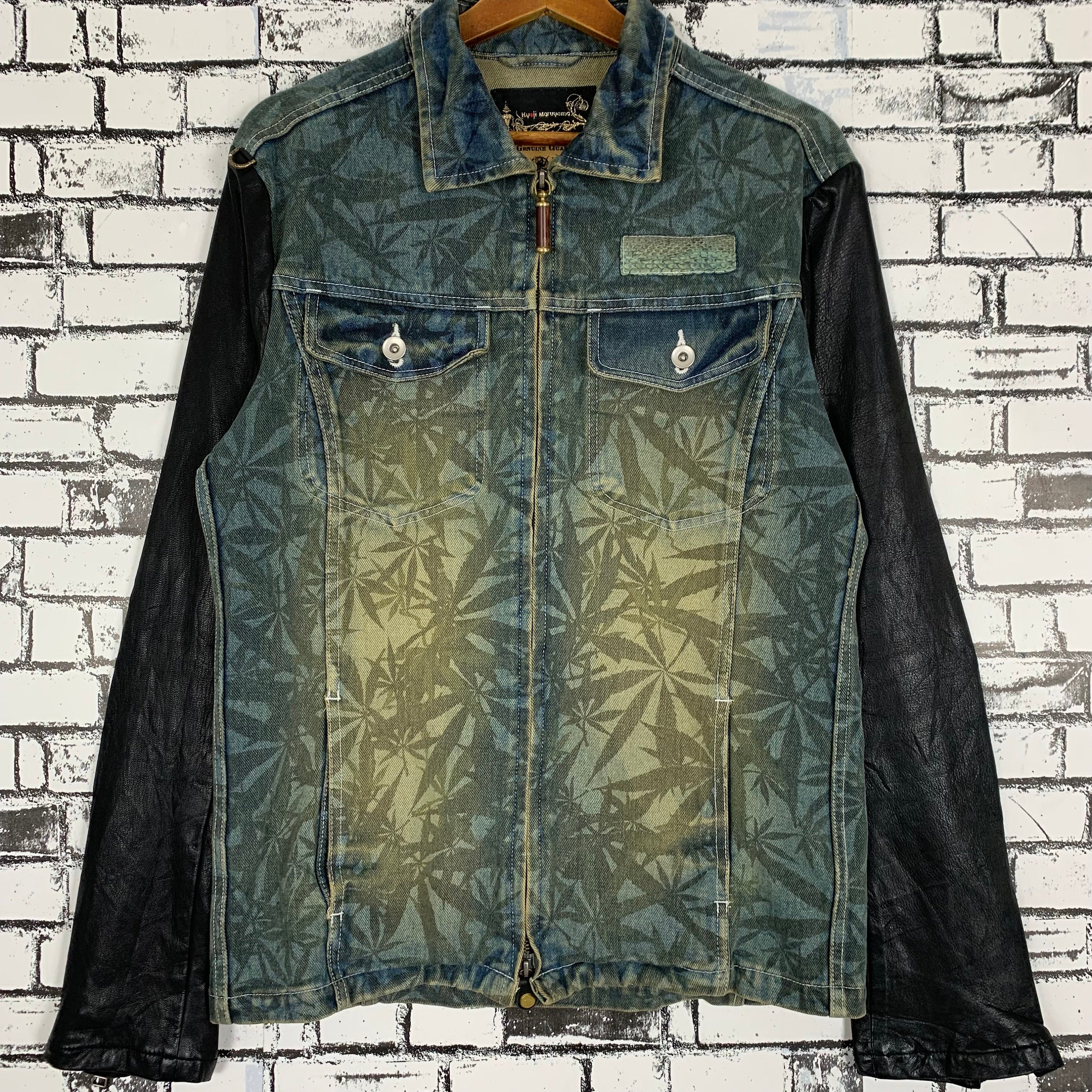 Kyoji Maruyama Denim Jacket: Soft Wash With Leather Sleeves - Etsy