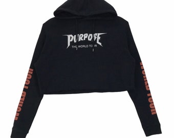 Justin Bieber Purpose Tour Crop Top Hoodie - Medium
