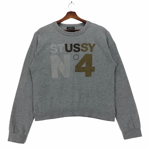 Vintage Stussy N4 LV Monogram Logo Pullover Hoodie Size S Grey 