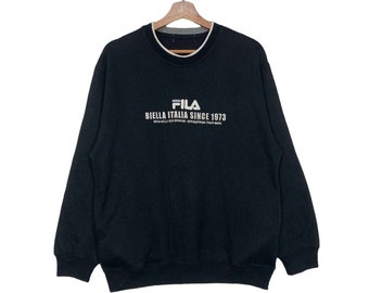 Vintage Fila Sweatshirt Crewneck Embroidery Spellout Fila Biella Italia Since 1973 Pullover Size Medium.