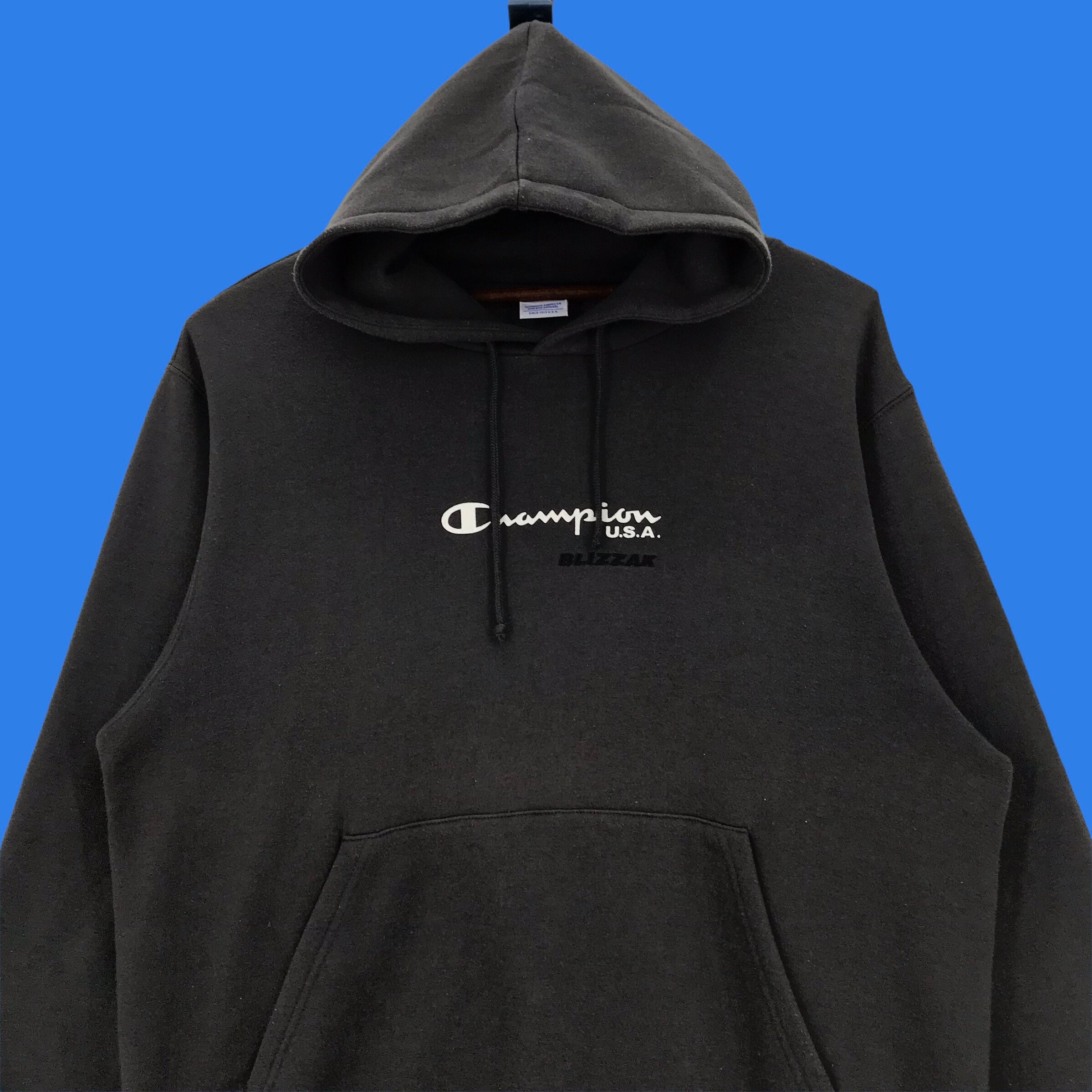 Vintage Champion USA X Blizzak Embroidery Spellout Hoodie Vintage Champion USA X Blizzak Embroidery Spellout Hoodie