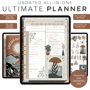 Undated Digital Planner, Portrait, Boho Minimal, GoodNotes Planner, All-In-One Life Planner, Build Your Own, ADHD Friendly, iPad or Android