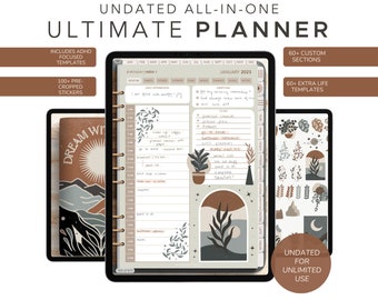Boho Digital Life Planner: Undated, ADHD Friendly (iPad or Android)